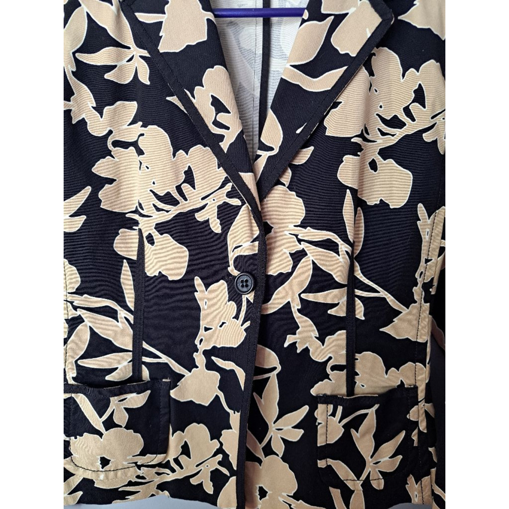 Women's Liz Claiborne Floral Blazer Size 10 Black Beige - Picture 5 of 6